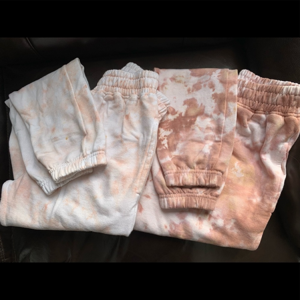 2 pair custom nude tie dye joggers, XS and S